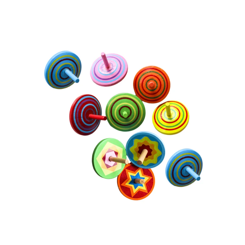 

Wooden Tops Gyroscope: 10pcs Wooden Colorful Tops Wooden Gyroscope Rainbow Colored Tops for Children Kids Mixed Color