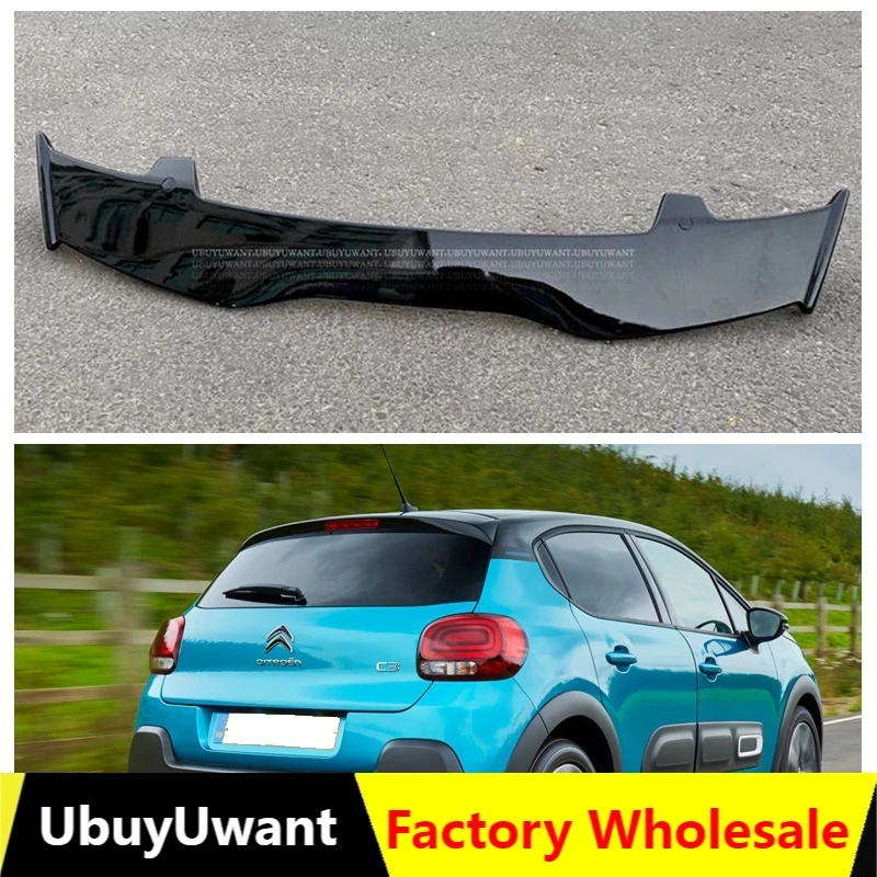 

Rear Wing For Citroen C3 Spoiler 2018 2019 2020 2021 Hatchback Spoiler ABS Plastic Carbon Fiber Look Accessories Roof Rear Wing