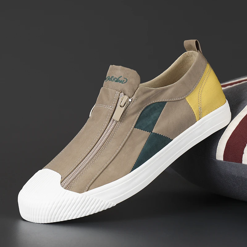 

Canvas Casual Zip Shoes For Men Ankle Boot Men Sneakers Non-slip Platform High-top Outsole Leisure Shoes Flats Zapatillas Hombre