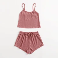 summer pajamas set for women soft comfortable short sleeve t shirts shorts loose home wear strap underwear