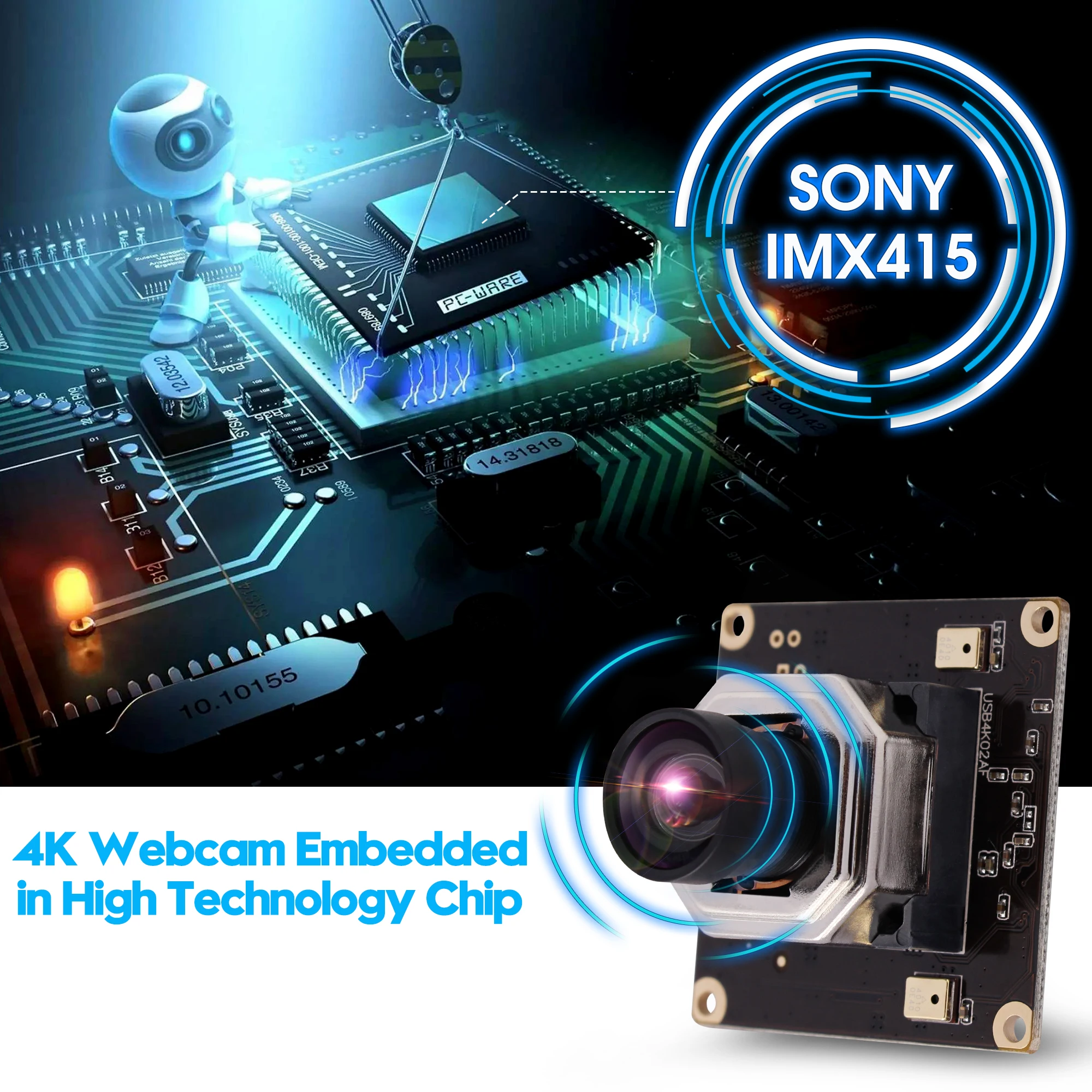 Модуль USB камеры ELP 4K с автофокусом 3840x2160 CMOS SONY IMX415 датчик 85 градусами объективом