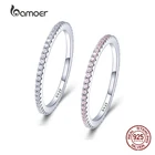 BAMOER 925 стерлингового серебра розового цвета с украшением в виде кристаллов Свадебные женские серебряные кольца для женщин простой геометрический кольцо из стерлингового серебра ювелирные изделия SCR066