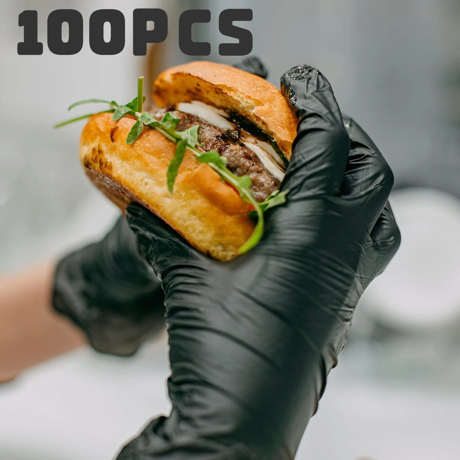 

100 шт./корт. Черные одноразовые латексные перчатки маслостойкие нитриловые перчатки для работы кухни дома мытья посуды уборки сада