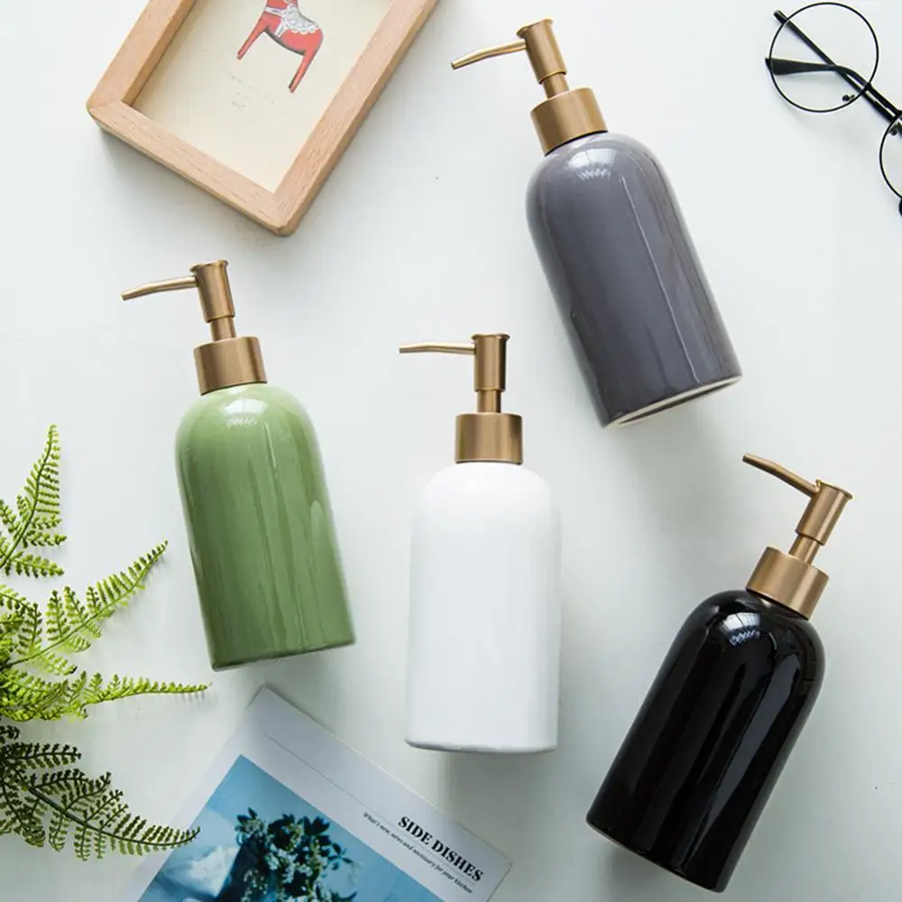 

420ml Liquid Soap Shampoo Lotion Shower Gel Ceramic Empty Pump Bottle Container
