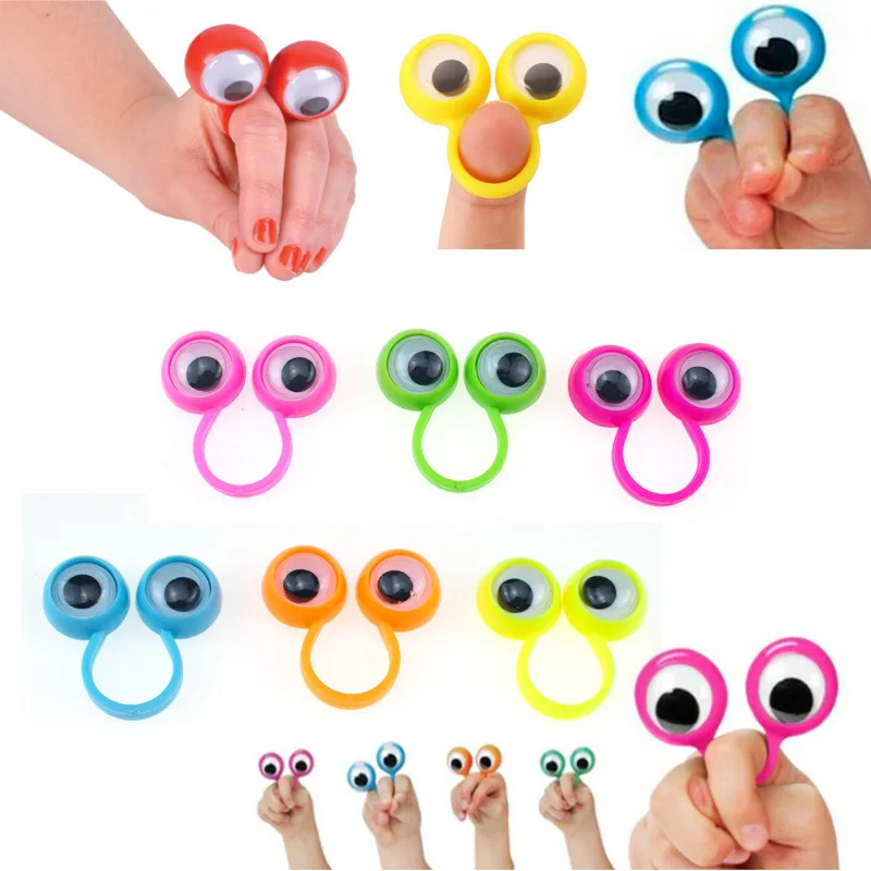 

30pcs Funny Eye Finger Puppets Rings with Wiggle Plastic Eyes Kids Toys Baby Party Favors Practical Jokes Games Children Gifts