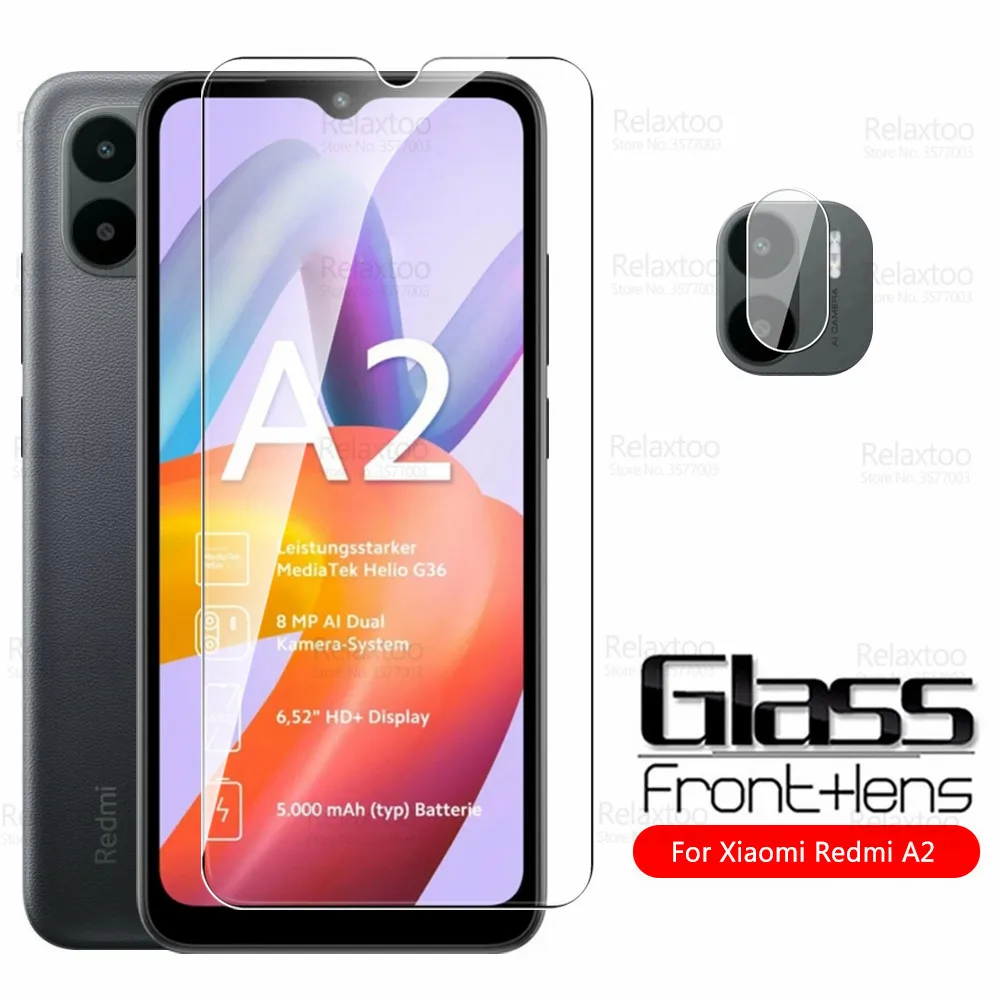 

2To1 Camera Tempered Glass For Xiaomi Redmi A2 Protective Glass Redme Redmy A 2 2A RedmiA2 4G 6.52" Screen Protector Cover Film