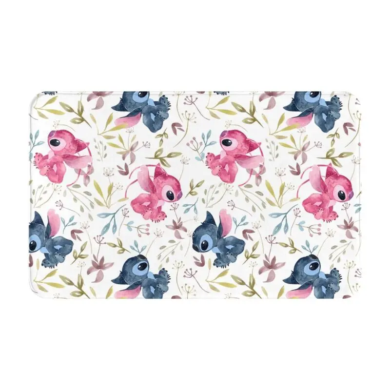 Пользовательский коврик Lilo Stitch с тропическим цветочным принтом на белом коврике