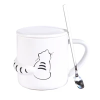 coffee mug cat mug with spoon cat cup ceramic cup coffee cup drinkware japanese kawaii cup tea cup funny mug