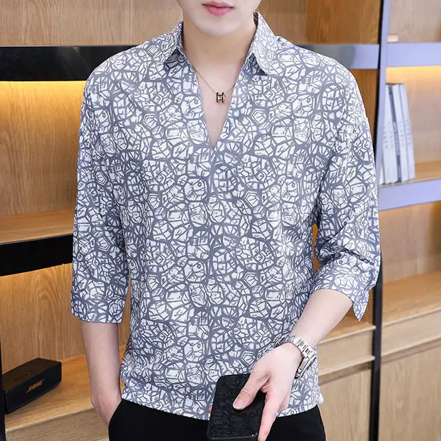 Casual Shirts Men Striped Summer Shirt 