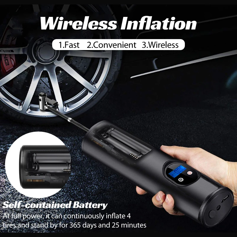 

12 В 150psi перезаряжаемый воздушный насос для накачивания шин беспроводной портативный компрессор цифровая фотография для автомобиля велоси...