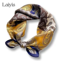 luxury print paisley 100 silk scarf women neck tie female hair hand wirst foulard small headband kerchief hijab bandana