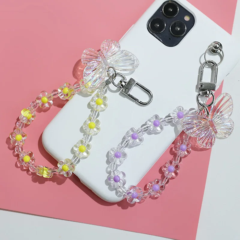 

Butterfly Flower брелок для ключей 1PC Bead Lanyards Keyring Transparent Mobile Phone Chains