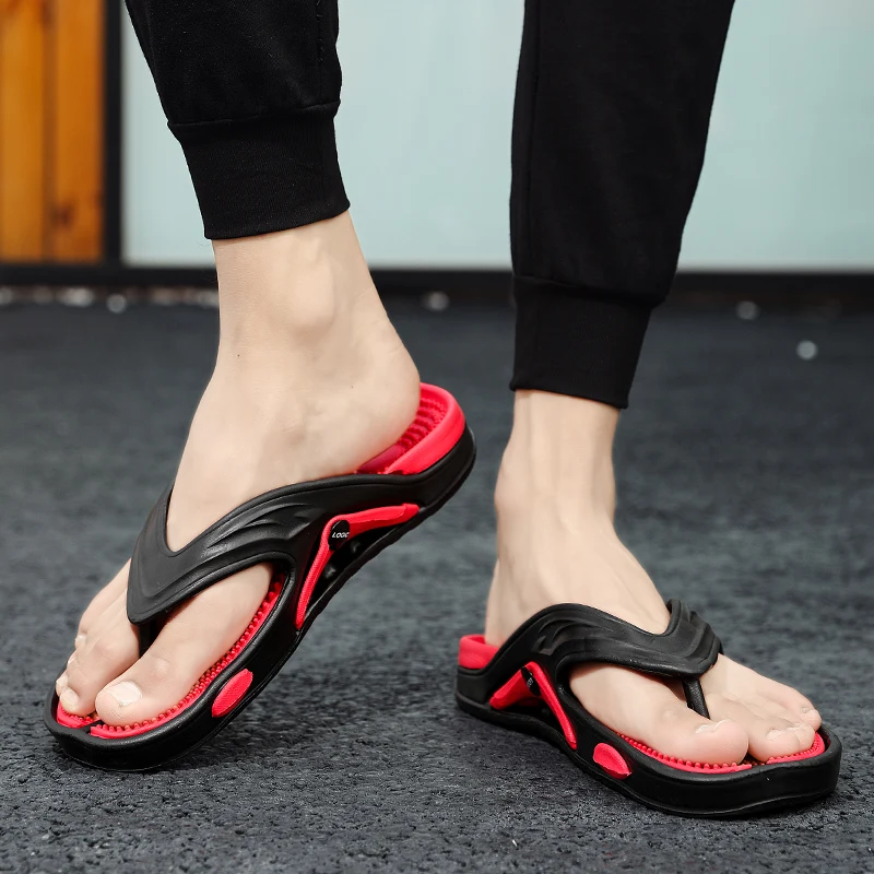 2023 Summer Slippers Men Flip Flops Foot Granule Massage Shoes for Men Fashion Beach Sandals Men Slides Indoor Non-slip Slippers