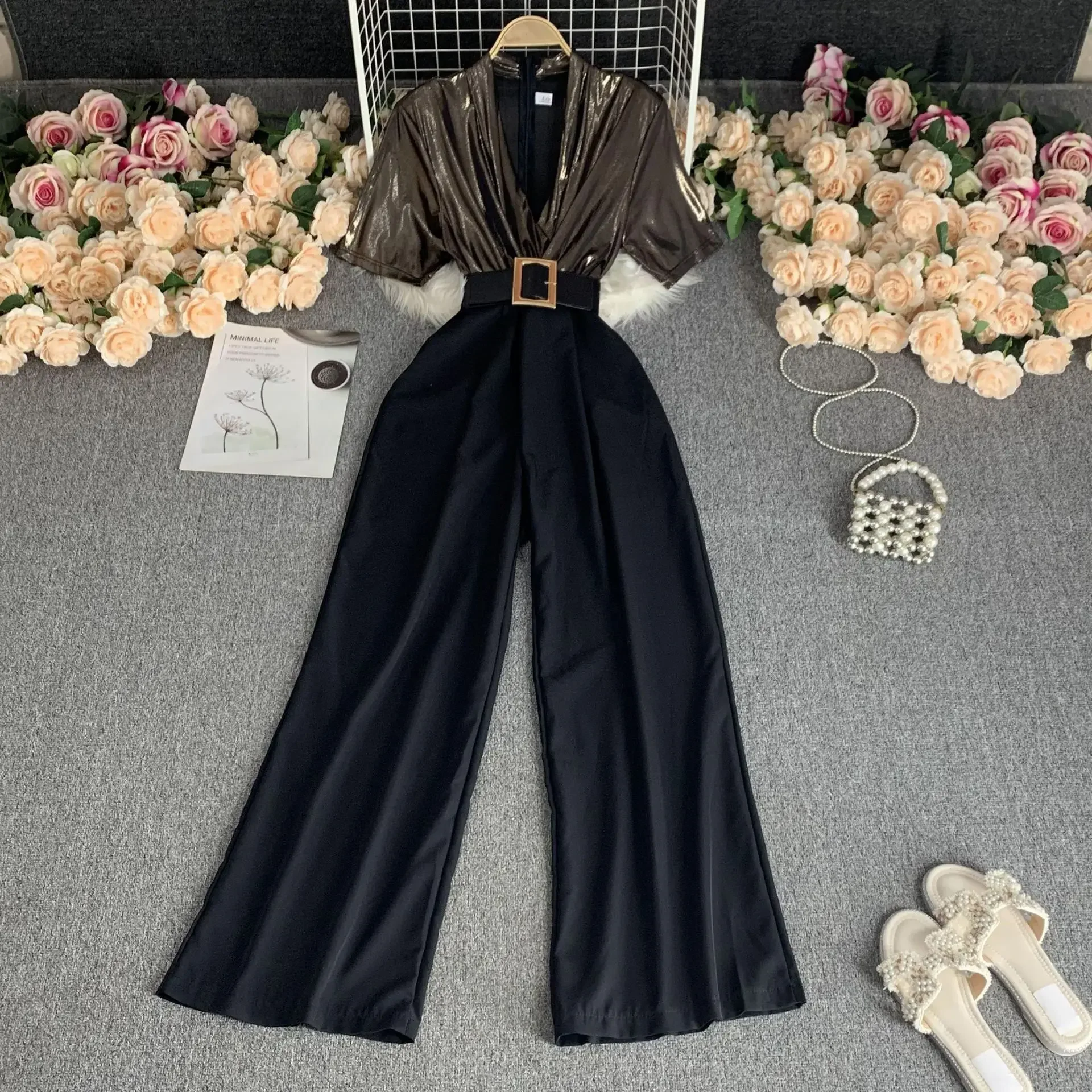 Корейский стиль пояс с блестками комбинезон для похудения высокой талией