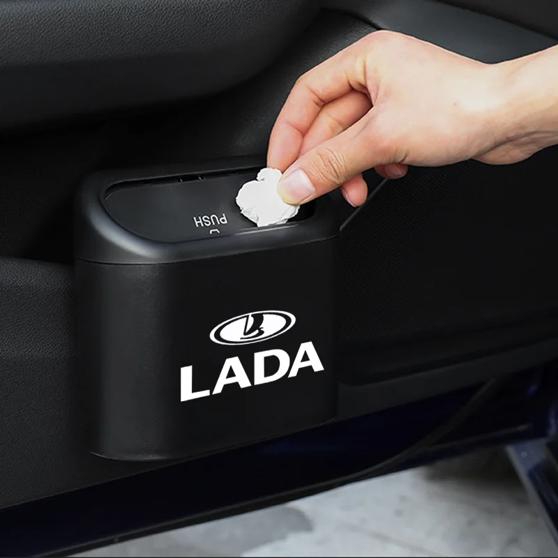 

1pcs Car ABS Square Trash Can Dust Case Storage Box Auto Accessories for Lada Sedan Largus Kalina Granta Vesta X-Ray Niva Samara