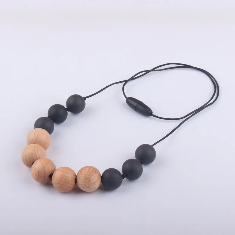 

Baby Teething Necklace Food Grade 15mm Silicone Beads Mom Nursing Chain Baby Goods Nurse Gift For Baby Teether