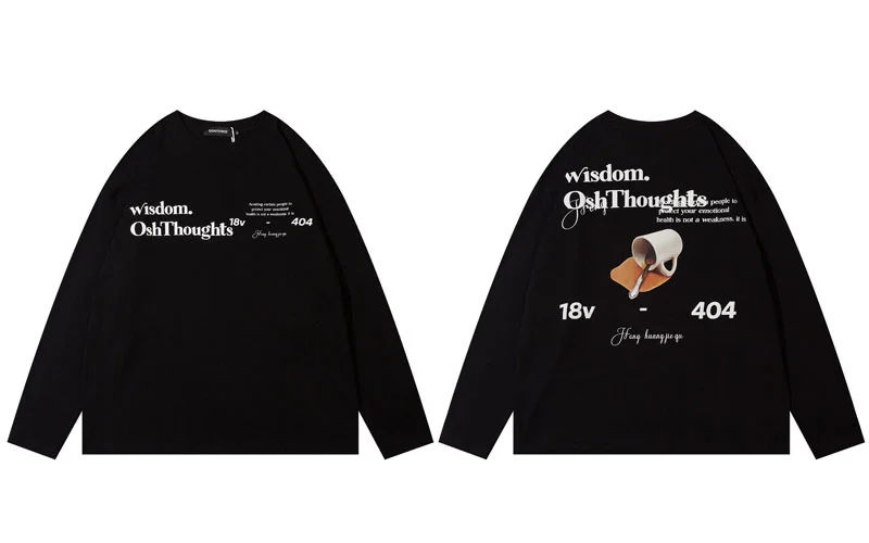 

Футболка мужская с длинным рукавом, уличная одежда, повседневная хлопковая Свободная рубашка в стиле хип-хоп с буквенным принтом, модная в с...