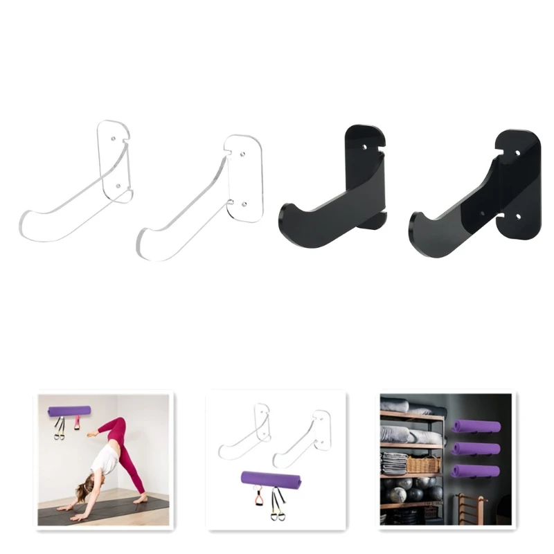 

E8BF Wall Mounted Yoga Mat Storage Rack Exercise Mat Wall Hanger Shelf Home Yoga Mats Holder for Foam Roller, Resistance-Band