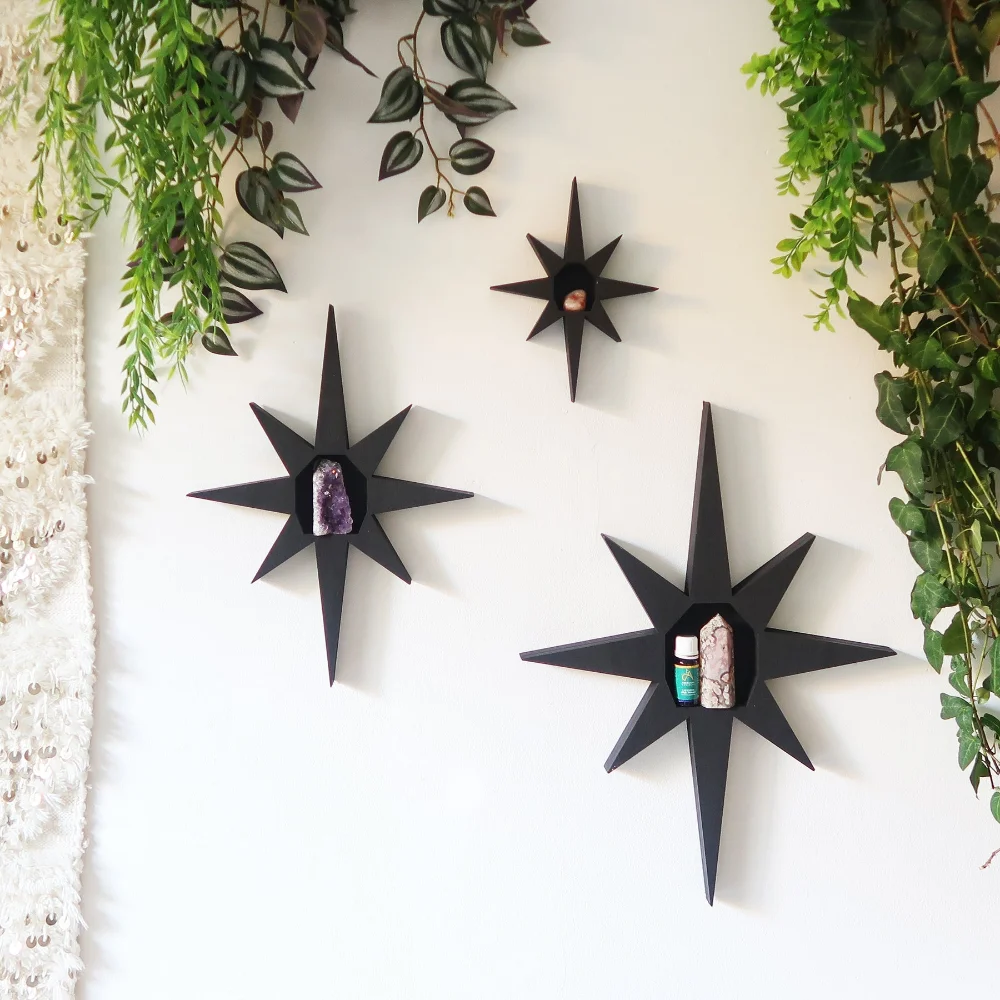 

New Octagonal Star Wall Hanging Decoration Crystal Rack Home Decoration Creative Storage Rack Wall Decoration Home Decor Shelves