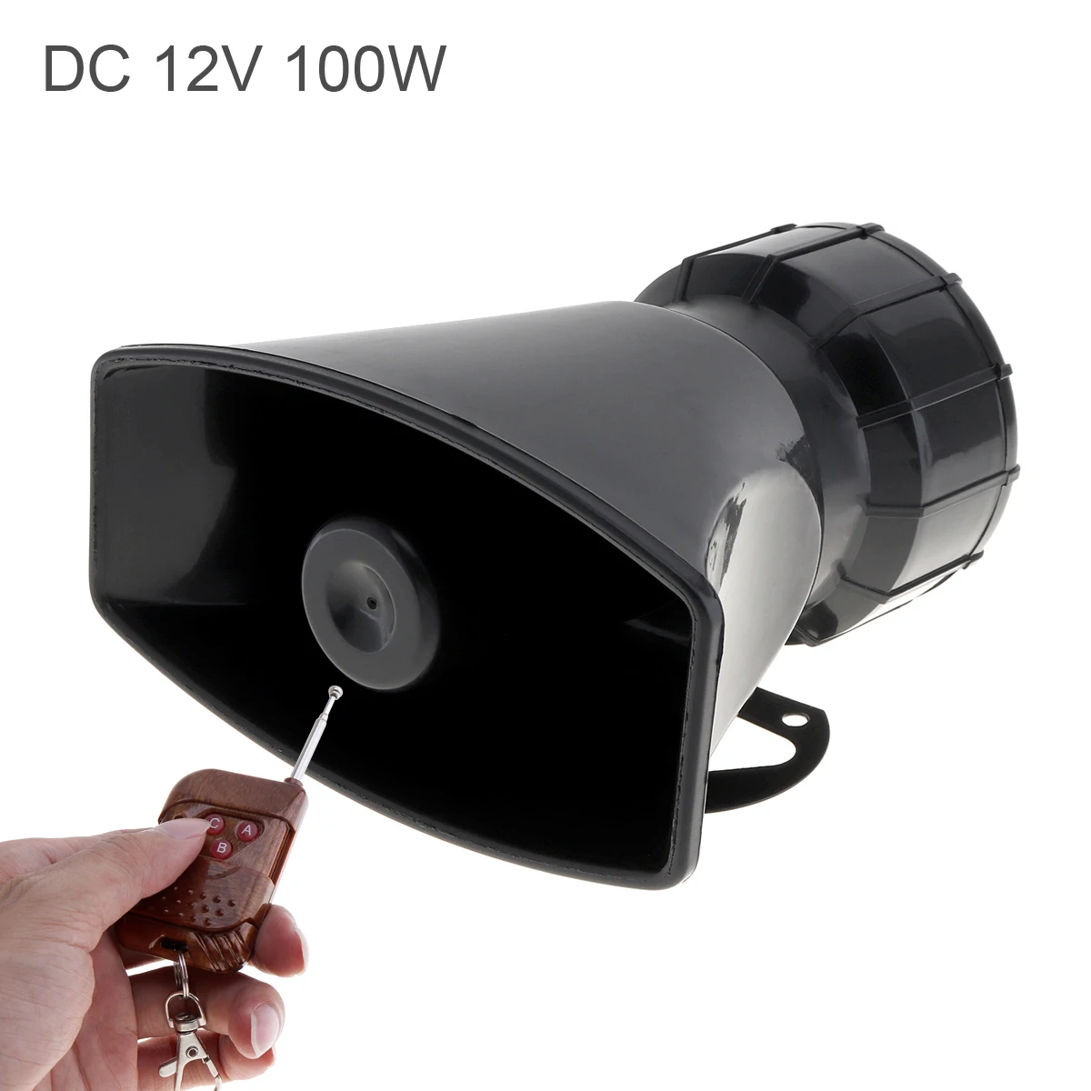 

12V 100W 7 Sounds Tones Loud Car Warning Alarm Polic-Fire Siren Horn Speaker with Brown Wireless Remote Controller