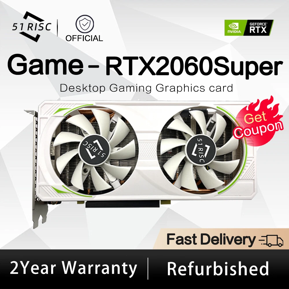 SHELI 51RISC GeForce RTX2060Super 8GB GDDR6 PCIE16 Video card RTX2060 6G for Computer office Components Graphics Cards gaming