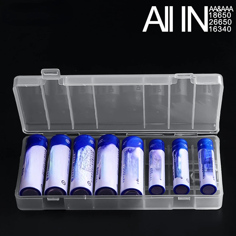 

IN Battery Case for 18650 26650 16340 Battery Holder Storage Box for 2 4 8 AA AAA Rechargeable Battery Container Organizer