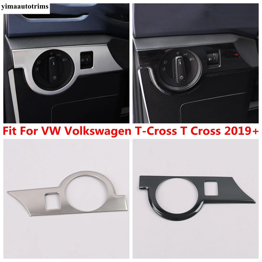 

Car Head Light Lamp Control Adjustment Panel Trim Cover Stainless Steel Accessories For VW Volkswagen T-Cross T Cross 2019 -2023