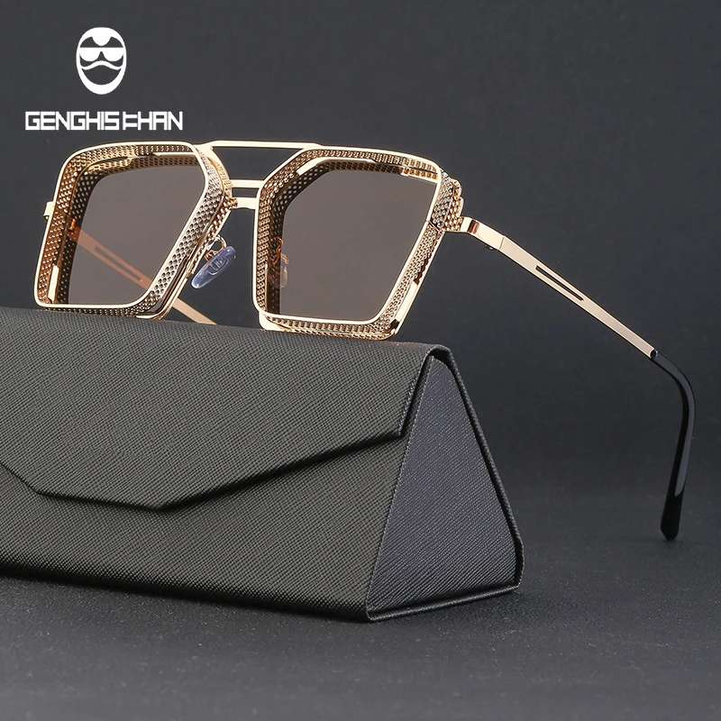 

Черные солнцезащитные очки в стиле панк для мужчин, винтажные квадратные модные очки в стиле стимпанк, солнцезащитные очки в стиле ретро, трендовые мужские солнцезащитные очки