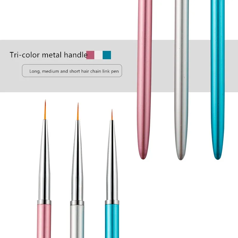 

Кисть для нейл-арта с металлической ручкой, 5/7/9 мм, 3 шт.