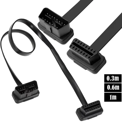 Удлинительный кабель OBD2 «папа-мама» с переключателем питания OBD Угловой плоский кабель OBD GPS Track ELM327 Линия осмотра автомобиля 8-ядерный