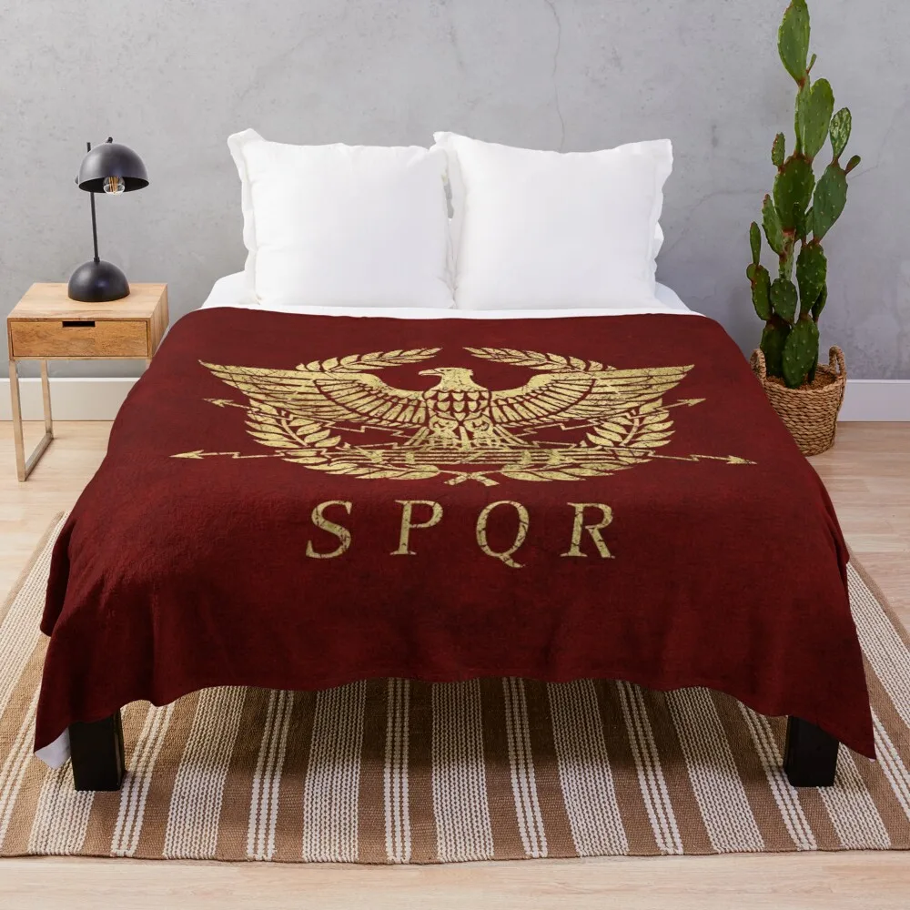 

Roman Empire Emblem - Vintage Gold Throw Blanket blanket for decorative sofa