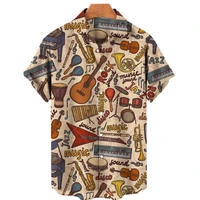 mens music element pattern summer custom 3d printing shirt large size loose short sleeve shirt hawaiian summer new trend tops