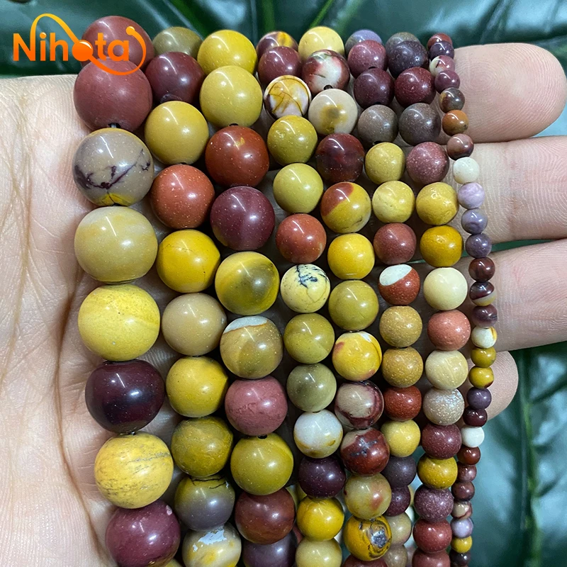 

Matte Mookaite Egg Yolk Natural Stone Round Beads 4/6/8/10/12mm Handmade Earrings DIY Bracelets for Jewelry Making 15" Strand
