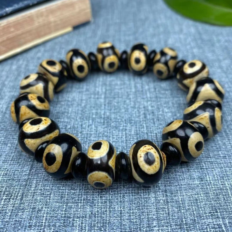 Браслет из тибетского агата с тремя желтыми бусинами браслет искусственных