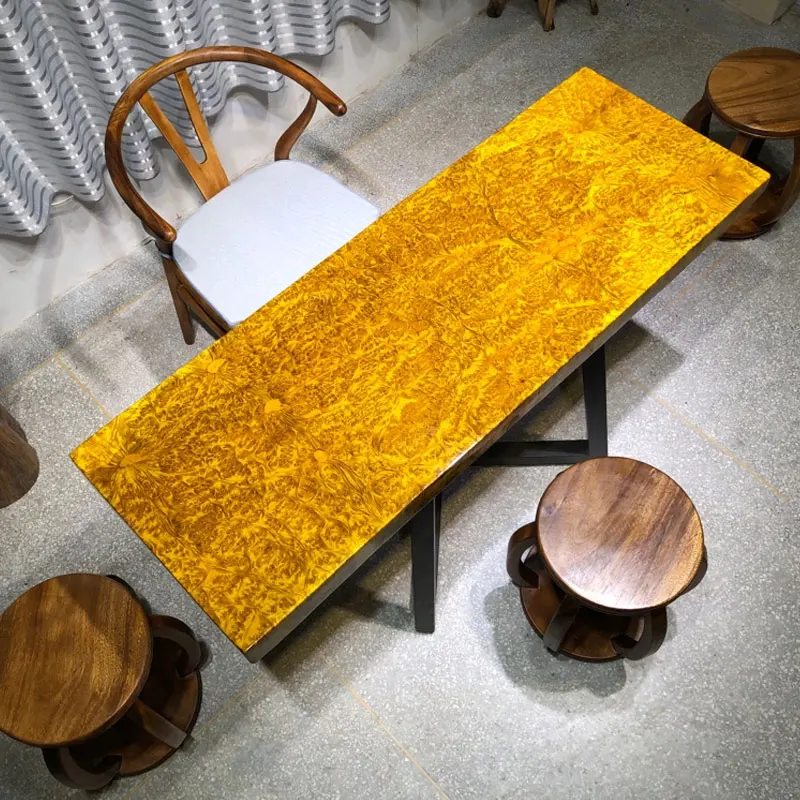 

Golden silk nanmu large board golden camphor yellow flower pear large raw, solid wood tea board table top, 1.82 meters