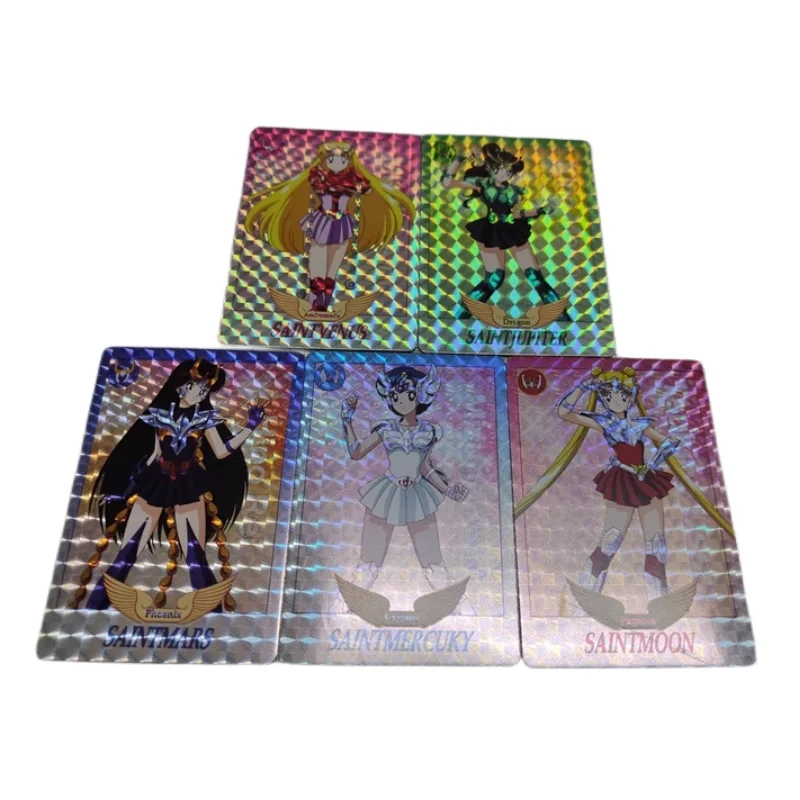 

5pcs/set Sailor Moon Tsukino Usagi Hino Rei Kino Makoto Aino Minako Animation Characters Flash Card Anime Collection Cards Toy