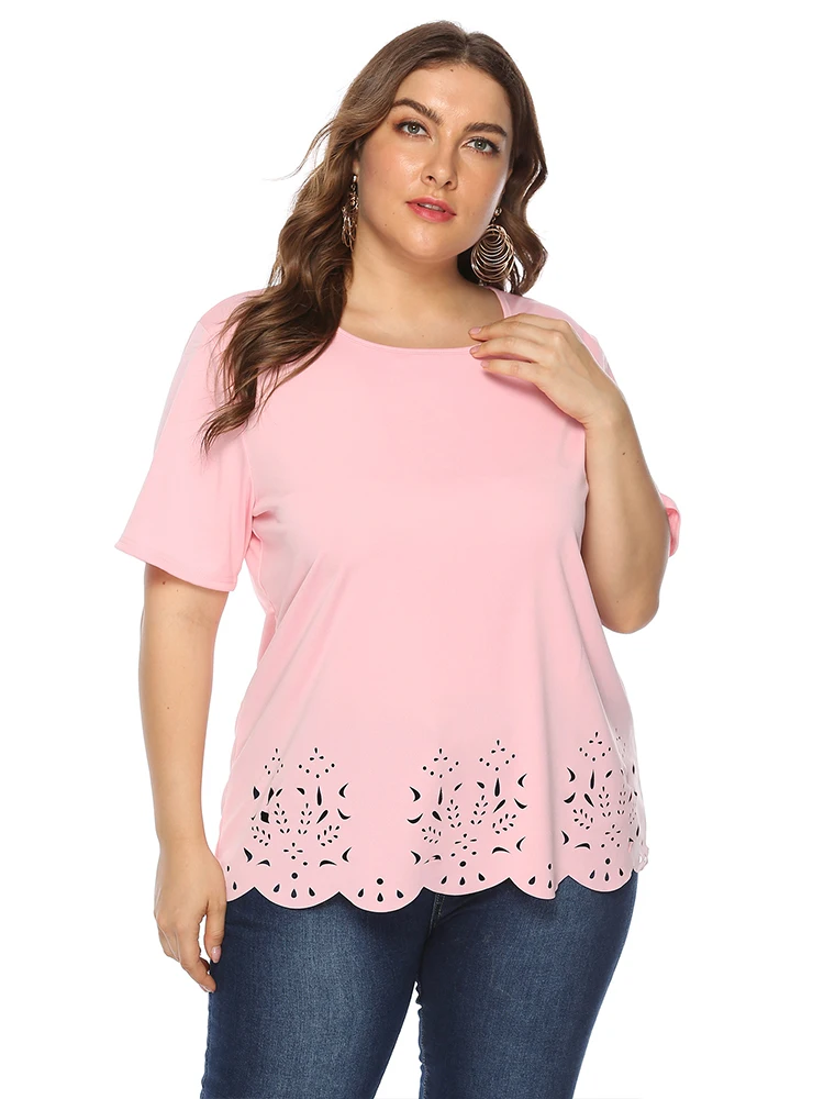 2022 Short Sleeve For Women's Tunic Peplum Fashion Tops Solid Blouse Tee Plus Size Women Clothing Summer Casual T Thirt