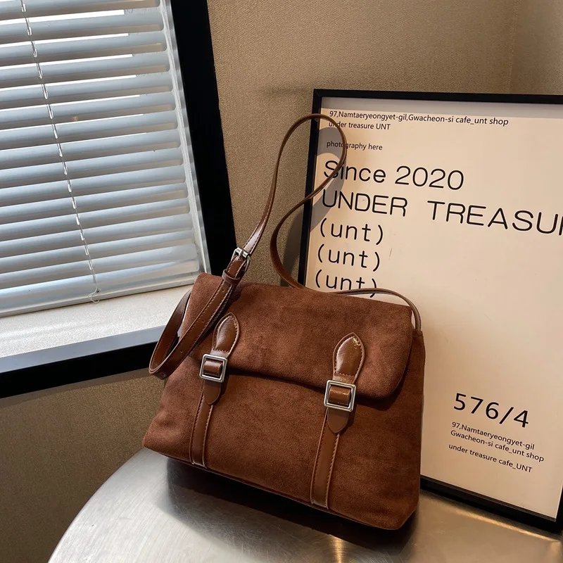 

Модная женская сумка через плечо из искусственной замши, наплечная сумка из искусственной кожи, винтажные женские сумки-мессенджеры, однот...