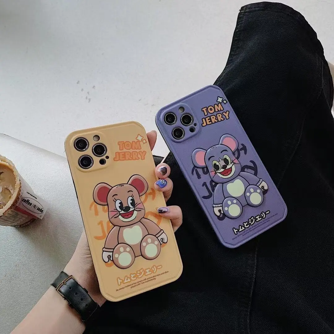 

Cute 3D Cartoon Cat and Mouse Phone Case Cover for IPhone 7 8 Plus 11 12 13 Pro X XR XS Max Shockproof Case for IPhone 13 Cases
