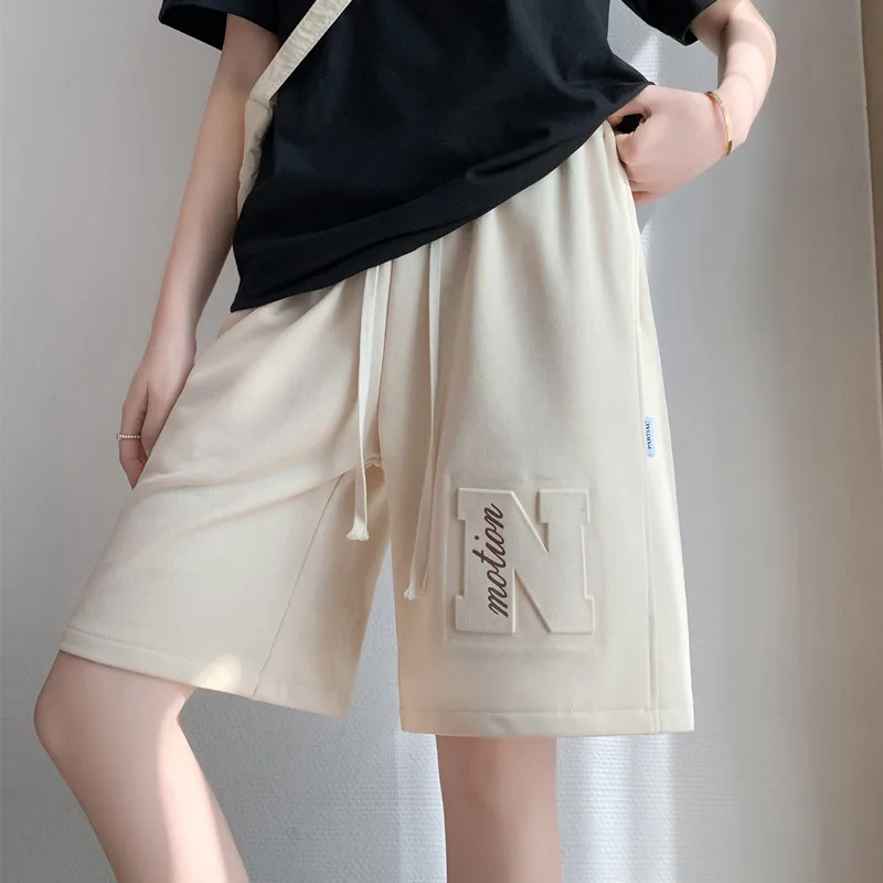 

Women Straight Five-point Pants Summer solid sweatpants Woman High Street Casual sports Shorts High Waist UNISEX Wide Leg Pants