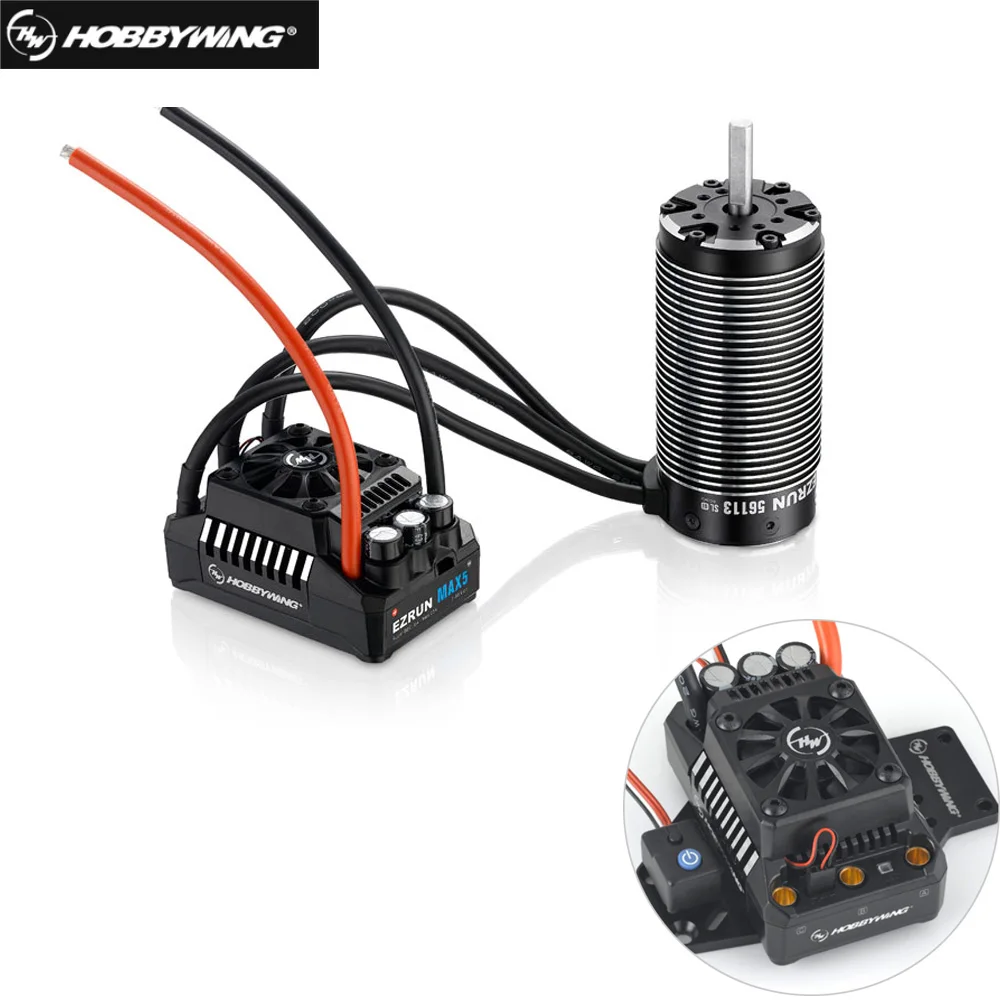 Бессенсорный бесщеточный 4-полюсный двигатель HobbyWing EZRUN 56113SL 800KV с EzRun MAX5 V3 200A