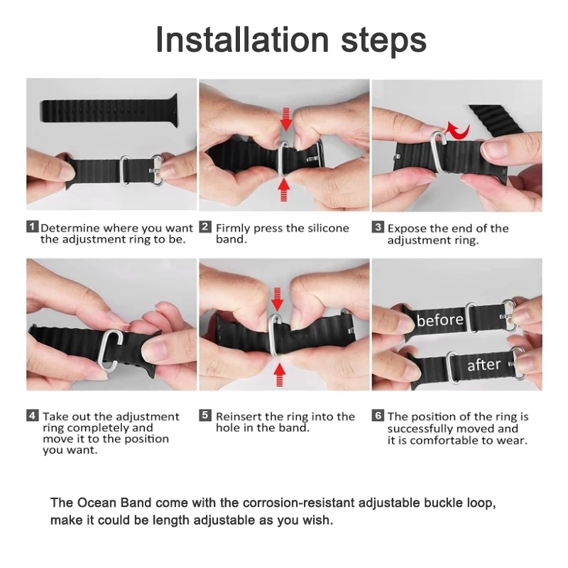 Ocean Strap For Apple Watch Band 49mm 45mm 44mm 40mm 41mm 42mm 38mm Silicone Correa Bracelet iWatch Ultra serie 8 7 6 SE Strap