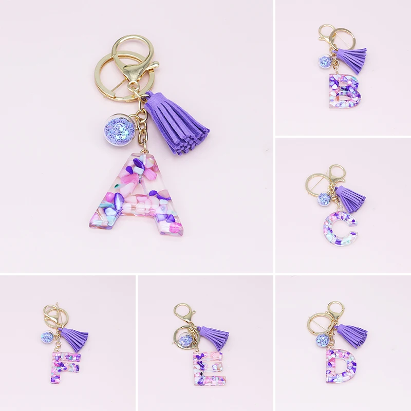

A-z Initial Keychains Keyrings For Women Men Tassel Butterfly Pendant Resin Keyrings Car Bag Keyring Couple Key Ring Jewelry