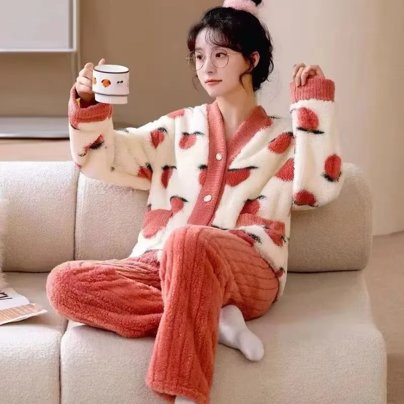 Осенне-зимние пижамы женские плотная новая одежда для дома костюм студенческая