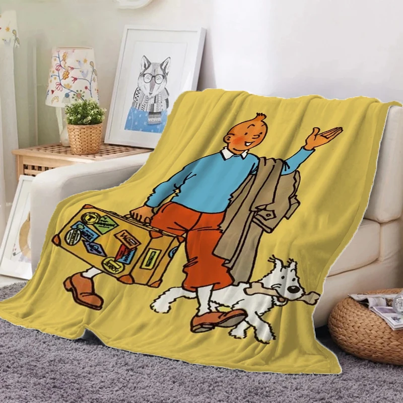 

The Adventures Of Tintin Blankets Decorative Bed Sofa Summer Boho Blanket for Living Room Plaid Bedroom Decoration Bedspread Nap
