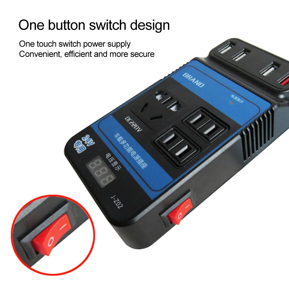 

Converter Trip Power Inverter Vehicle 4-USB DC12V 24V To DC110V/220V Overcurrent Protection Overload Protection