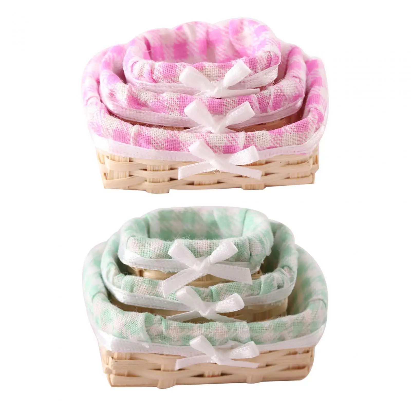 

3x 1/12 Miniature Woven Basket Craft Storage Basket for Model Train Fairy Garden Decoration Micro Landscape Miniature Scene