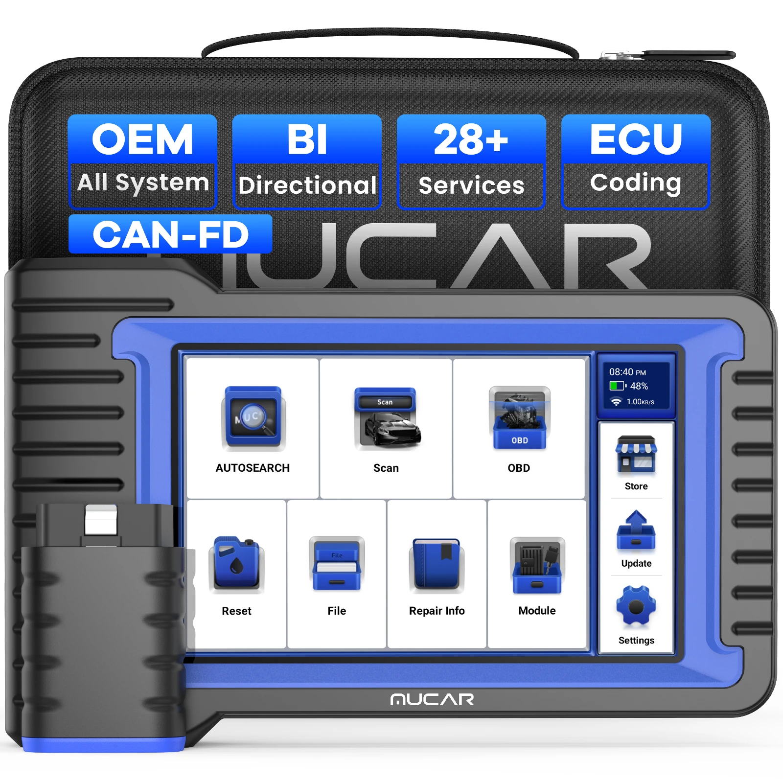 MUCAR VO7S/VO7 OBD2 сканер полная диагностика системы 28, диагностический инструмент сброса, кодирование ЭБУ, двунаправленное обновление, бесплатное пожизненное обслуживание