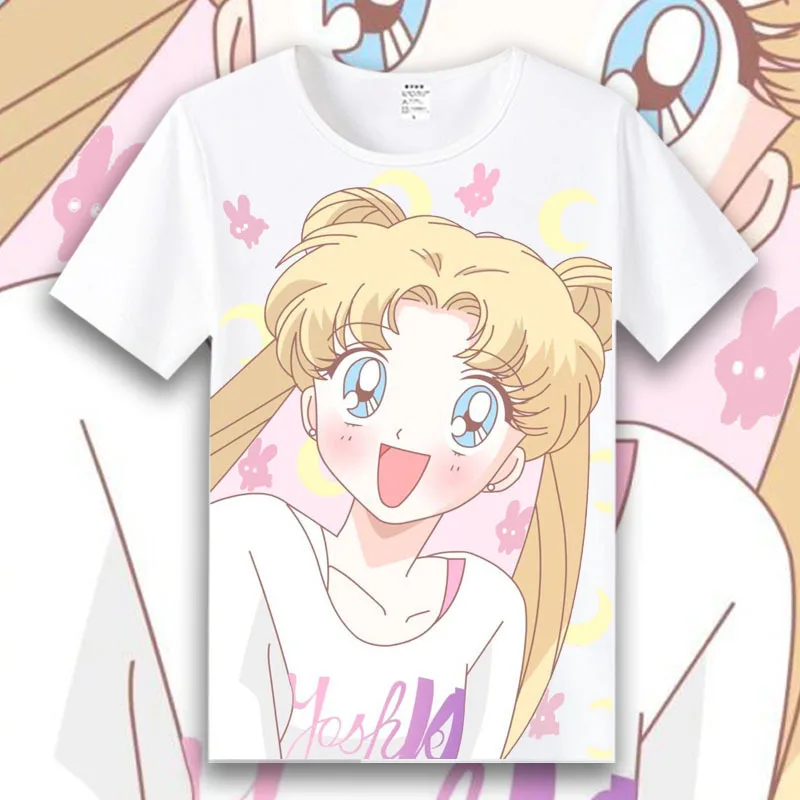 

Sailor Moon T Shirt Camisetas Verano Mujer Harajuku Female Cartoon T-Shirt Fashion Tshirt Tee Shirt Tops Students Clothing