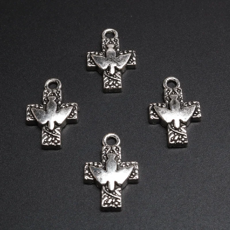 

12pcs Silver Plated Peace Doves Crosse Pendant Earrings Necklace Metal Accessories DIY Charms For Jewelry Crafts Making A399